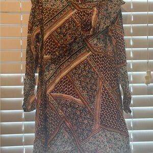 Zara Multicolor Patterned Long Sleeve Dress